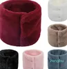 Écharpes chaudes écharpe couleur unie doux épais foulard col de fourrure coupe-vent en peluche cou couverture bouton anneau snood bandeau