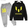 Bekleidungssets Argentinischer Fußball-Superstar Messi Nr. 10 Kindermode Hoodie Lange Hosen Set Kinderbekleidung Frühling und Herbst SportsWE T231204