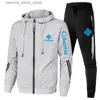 Männer Trainingsanzüge Männer Sport Zipper Trainingsanzüge Triple Slant Hoodie Jacke Luxus Marke Gedruckt Hoodies und Hosen Set Marke Männliche Fitness kleidung Q231204