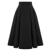 Skirts 2023 Solid Color Vintage Fashion High Waist For Women Black Red Yellow Green Summer Button Midi Skirt