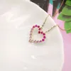 Piękny stopniowy różowy szafirowy kształt serca Prawdziwy złoty naszyjnik