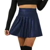 Jupes taille haute Sexy jupe plissée mode femmes PU cuir minijupes dame Slim-Fit a-ligne Mini court danse Clubwear