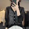 Women's Knits 23 Summer Solid Color V-Neck Knitted Sun Protection Cardigan Ice Silk With Shawl Loose Everything Thin Coat