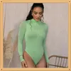 Mulheres Swimwear Pure Zipper Manga Longa Bodycon Bodysuit para Mulher Outono Mulheres Inverno Corpo Feminino Preto Top