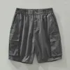 Shorts masculinos verão algodão cor sólida fina praia solta vários bolsos casual respirável hip hop zíper masculino jogger pant