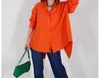 Kvinnors blusar Casual Blus Autumn 2023 Fashion Versatile Solid Color Slitt Löst montering Långärmad Cardigan Shirt Top Streetwear