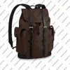 M43735 N41379 CHRISTOPHER PM Mochila masculina de lona com acabamento em couro de vaca e forro têxtil, alça para bagagem de viagem, bolsa de ombro ba343Q