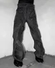 Kvinnors jeans streetwear svart punk män 2023 amerikansk ins mode casual wide ben byxor hip hop baggy kvinnor lastbyxor