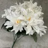 Dekoratif Çiçekler 7 Yapay Mor Orkide Başlıkları Zemin Yün Bezi Çiçek Malzemeleri Düğün Kılavuzları Düzenlemeleri Dahlias
