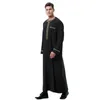 Ethnic Clothing Muslim Men Long Sleeves Round Collar Embroidery Zipper Robe Arab Male Adult Ankle Length Thobe Ramadan Eid Clothes