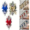 Decorative Flowers Durable Bow Hanging Ornament Christmas Stair Red Shop Window Sill Balustrade Blue Tree Cloth Front Door