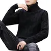 Herrtröjor män Turtleneck tröja Vinterkollektion förtjockad twist stickor pullover toppar mysiga länge för hösten