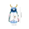 Water Bottles 1pc 600ml Kids Water Sippy Cup Antler Creative Cartoon Baby Cups with Straws Leakproof Water Bottles Outdoor Childrens Cup 231204
