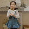Girl Dresses Mother Kids South Korean Children Girls Ruffled Fish Tail Soft Strap Denim Dress