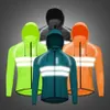 Cykeljackor Wosawe Ultralight Reflective Cycling Jacket huva cykel långärmad tröja män som rider vattentät vindbrytare cykel väst 231204