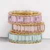 AOTEMAN Koper Regenboog Ring Kleurrijke Multi Kleur CZ Eternity Baguette Vinger Gouden Ringen Vrouwen Vrouwtjes Sieraden Accessoires X0715206Q