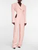 Damespakken Designer Backless Hollow Out Pink Blazer Bodysuit 2023 Spring Women Vintage Schoudervulling Hoge taille Slimjas Zn201