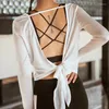 Yoga outfit Open Sports Clothes Långärmad Running Tops Summer Women's T-shirt Slim Beauty Back Sportwear