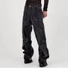 Frauen Jeans Streetwear Schwarz Punk Männer 2023 Amerikanischen INS Mode Lässig Breite Bein Hosen Hip Hop Baggy Frauen Cargo Hosen