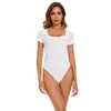 Top da donna a maniche corte con scollo quadrato e body modellante