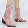 Stivali da cowboy alla caviglia bianchi per donna Cowgirl moda occidentale ricamata casual scarpe da punch scarpe firmate 220901