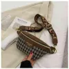 Houndstooth Plaid Women Canvas Canvas and Pu pack fanny fanny wide strap crossbody trend