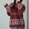 Suéteres femininos emendados contraste camisola de malha outono/inverno solto natal y2k punk harajuku feminino