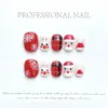 Kunstnagels Handgemaakt Schattig Kerstpers op nagels Kort Kawaii Sneeuwvlokboom Moose Design Herbruikbare volledige dekking nageltips Cartoon nepnagels 231204