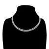 Iced Out Bling 8mm CZ Miami Cuban Link Chain Choker Halsband för kvinnor Micro Pave Women Jewelry263s