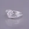Anneaux de mariage mignon femmes dame couleur argent belle saint valentin cadeau bague bijoux cristal pierre magnifique Design