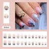 Falska naglar 24 st nagelips Tryck på Fake Nials White Edge Long Square Flowers Glitter French