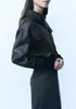 Frauen Leder Imitation Zipper Tasche Bomber Jacke Mantel Frauen Einfarbig Schwarz Langarm Grundlegende 2023 Herbst Und Winter Wome