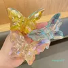 Accesorios para el cabello, accesorios para el cabello, mariposa de cristal, garra de sirena, pinzas para la cabeza trasera para niñas, tocado de horquillas de tiburón grande transparente