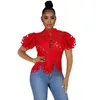 Women's Blouses 2024 Elegant Long Sleeve Hollow Out Mesh Lace Shirt Sheer See Through Top Blouse Clothing Dashiki African Shirts For Women