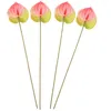 Decorative Flowers 4 Pcs Flower Branch Simulation Anthurium Andraeanum Lind Bride Fake Artificial Stems Injection Molding