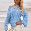 Kobiety swetry łódki szyjka z rękawem dzianiny sweter kobiety Kobiety na dziurawe spustowe swetry topy dzianiny pullover eleganckie jesienne zimy grube skoczki t231204