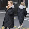 Manteau en duvet pour filles, veste d'hiver en coton, longue longueur aux genoux pour enfants, coréen 2023, 231204