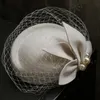 Bérets Pure laine feutre fascinateur chapeau de mariage pilulier chapeau pour femmes Cocktail fête Vintage dame hiver solide béret chapeau hôtesses casquette 231204