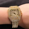 ساعات للرجال الأزياء الفاخرة الهيب هوب المثلجة شريحة شريحة الذهب راينستون الكوارتز wristwatch Relogio Masculino هدايا الرجال مشاهدة H12193