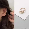 Stud New Crystal Leaf Mulheres Ear Cuff sem Piercing Gold Color Metal Brincos Pequenos para Meninas Boho Brincos Boucle Oreille Femme R231204