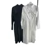 Temel gündelik elbiseler tasarımcı markası kısa gömlek, ince pileli etek asma kayış elbisesi için iki parça set 8Z79