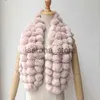 Scarves 2023 Winter Real Rabbit Fur Pom Scarf Fashion Warm Women Thick Genuine Rabbit Fur Ball Scarves Female Neck Warmer J231204