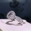 Cluster Rings 18K Gold Color Diamond Gemstone Ring For Women Fine Anillos De Bizuteria Natural Jewelry 18 K Bague Cushion Zirconia Box