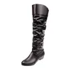 Boots Autumn Women's y Heel Thigh High Ladies Plus Size Fashion Wrinkle Knee for Women Long Riding Botas 231204