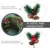 Decorative Flowers Xmas Fake Branches Picks Artificial Red Fruit Pine Decor Christmas Cuttings Needles Berry Skewers