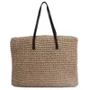 Women Summer Beach Vintage Handmade Knitted Straw Rattan Bag Large Shoulder Bags Boho Woven Handbag Tote Bolso Playa G220210244N
