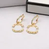 20 Style Designer Jewelry 18K Gold Plated Stud Earrings Brand Geometric Famous Women Crystal Rhinestone Pearl Earring