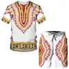 Survêtements pour hommes Summer T-shirt Ensemble Casual Costume à manches courtes Survêtement Mode 3D Style Afrique Imprimé Streetwear 2 pièces surdimensionné