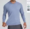 Lu Heren Hoodie Sneldrogend shirt met lange mouwen Hardlooptraining T-shirts Ademende compressie rijtop Mode en sfeer 4224