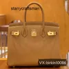 Genuine Leather Bags All Manual Sewing Bag Original Epsom Print Handbag Luxury Gold Brown